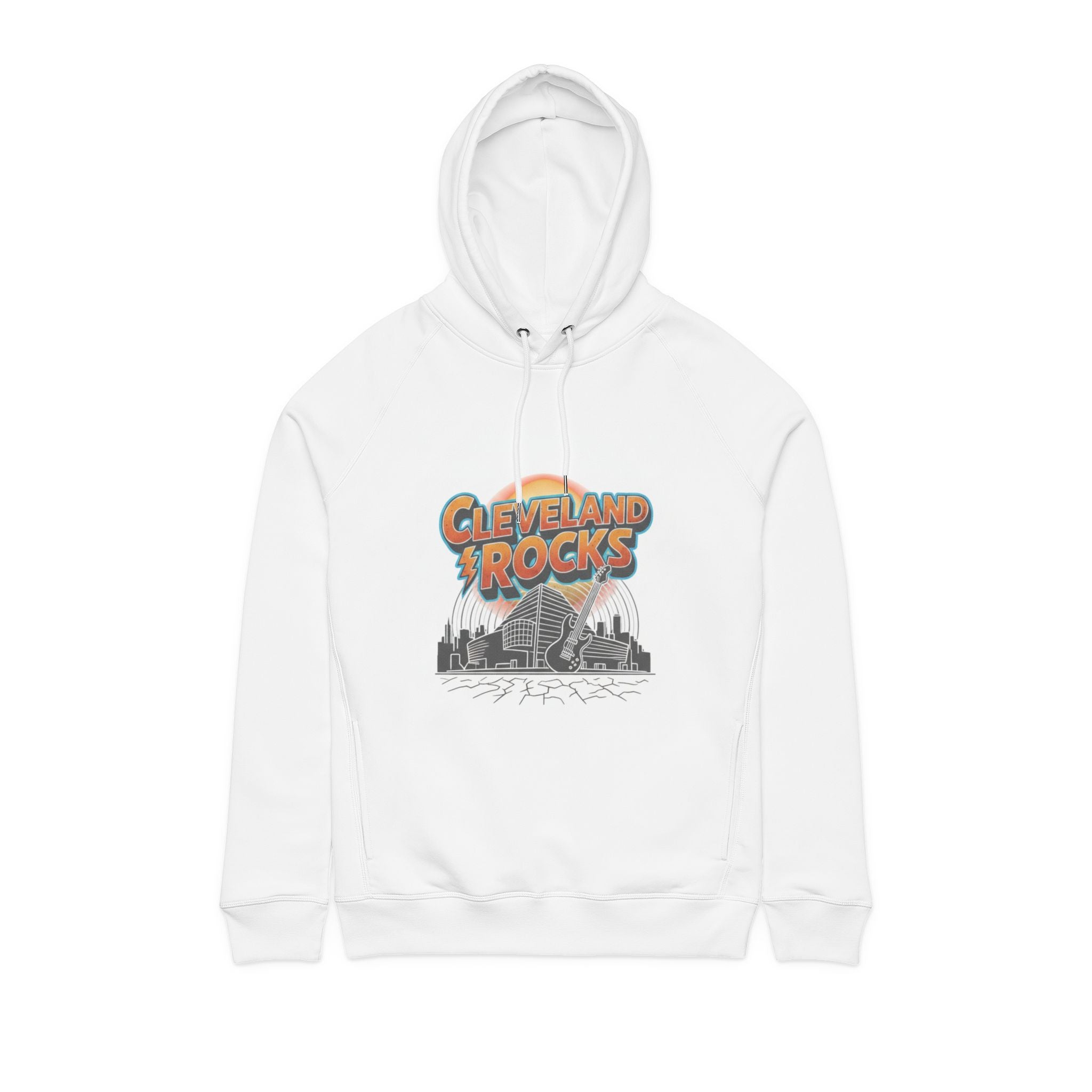 Cleveland Rocks Hoodie — Retro City Guitar Graphic Pullover Ohio