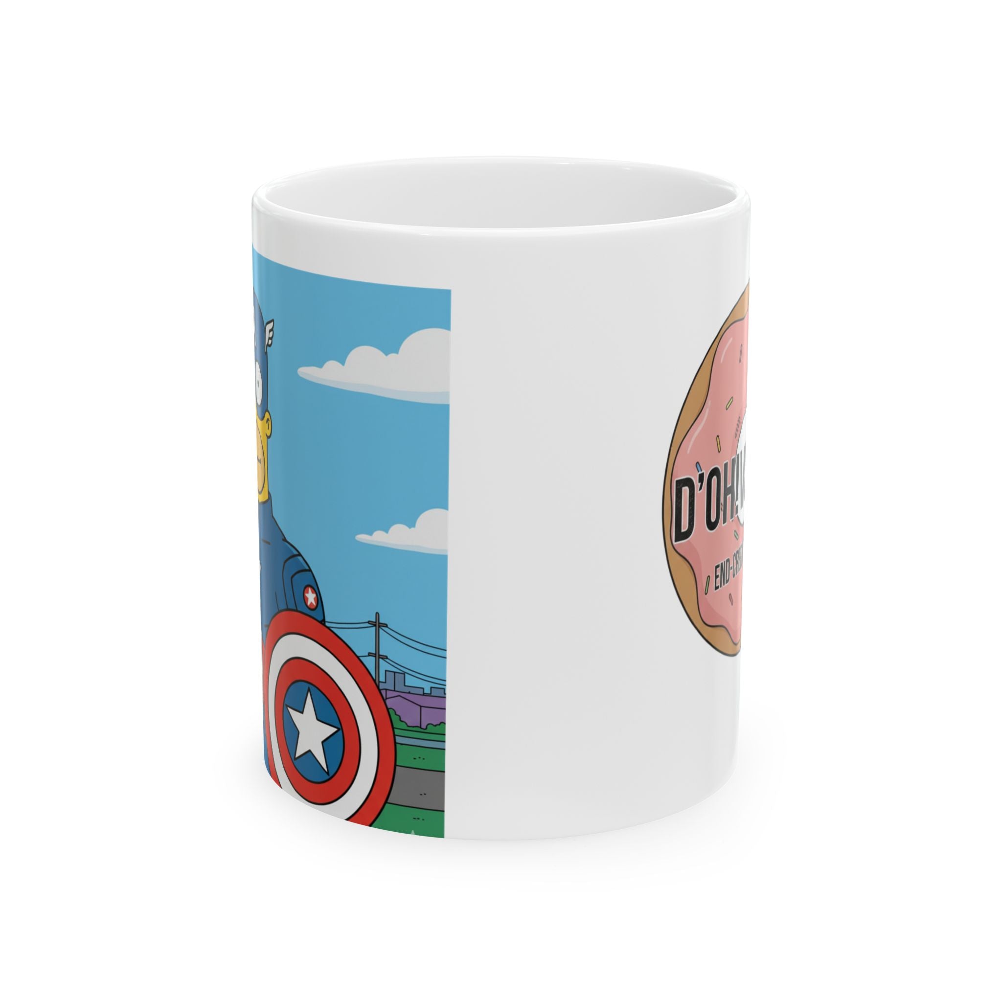 Homer Simpson Funny Captain America Ceramic Mug (11oz, 15oz)